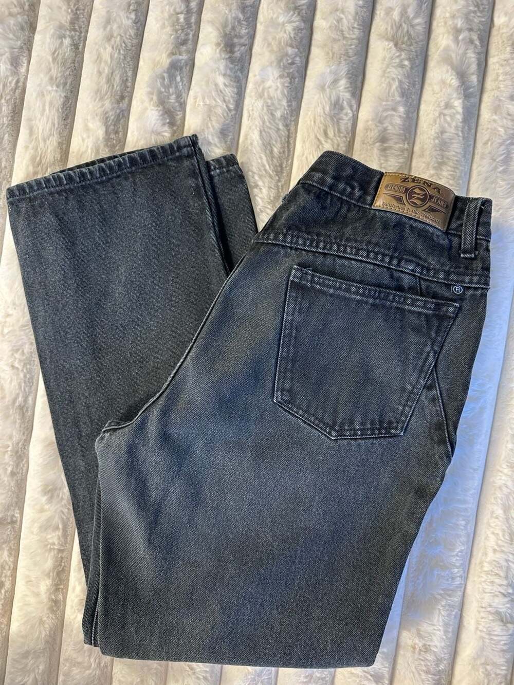 Vintage Zena Black High-Waisted Straight Leg Denim Jeans Women's Size 12